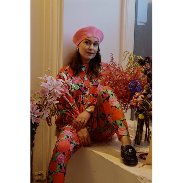 PIECES PIECES X DITTE ESTRUP PCSILLE HW LEGGINS NEW Restudsalg Black Aop Roses