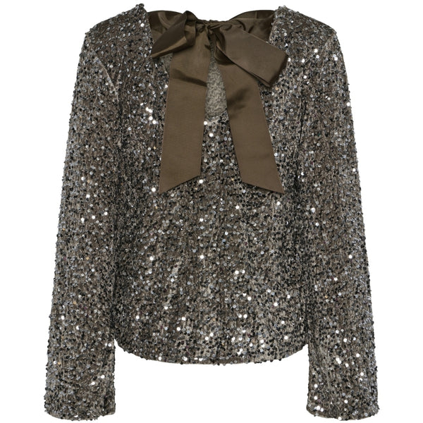 PIECES PIECES dam blus PCKAM Blouse Morel Silver sequins