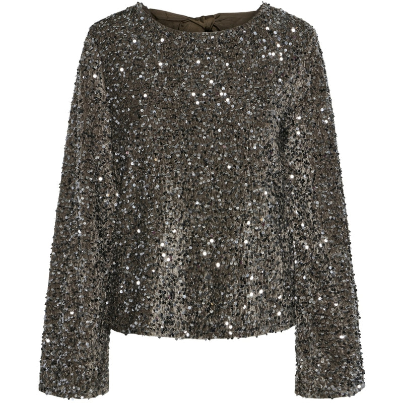 PIECES PIECES dam blus PCKAM Blouse Morel Silver sequins