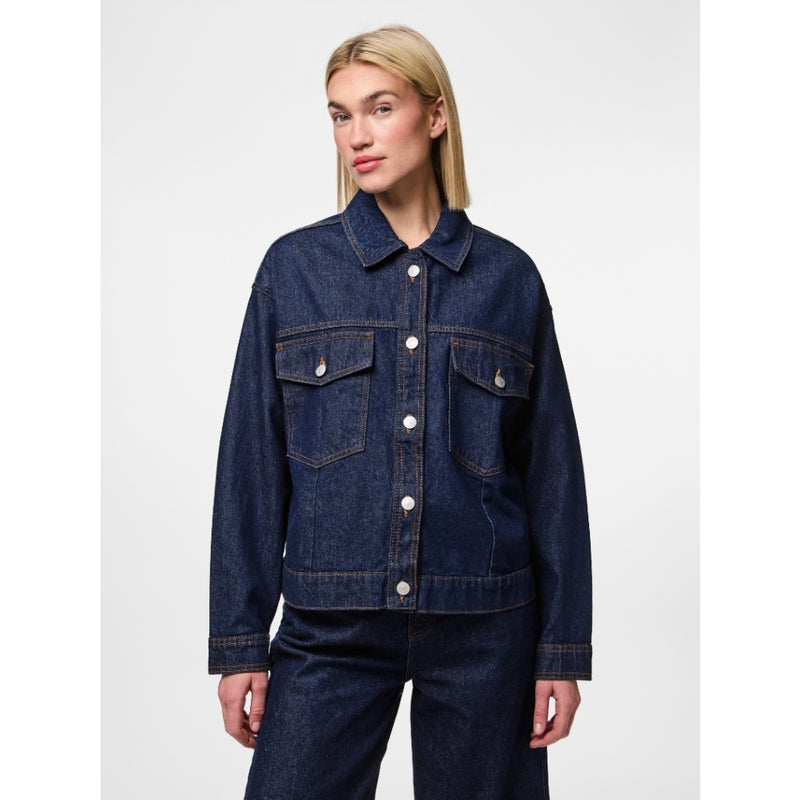 PIECES PIECES dam jacka PCELMA Jacket Dark Blue Denim RINSE WASH