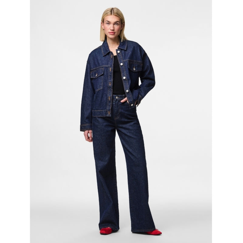 PIECES PIECES dam jacka PCELMA Jacket Dark Blue Denim RINSE WASH