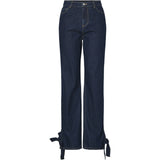 PIECES PIECES dam jeans PCOFELIA Jeans Medium Blue Denim Black satin bow