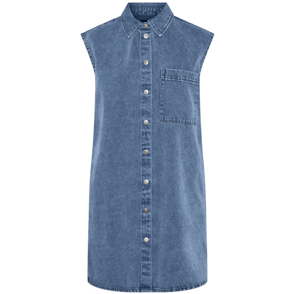 PIECES PIECES dam klänning PCABBI Dress Light Blue Denim