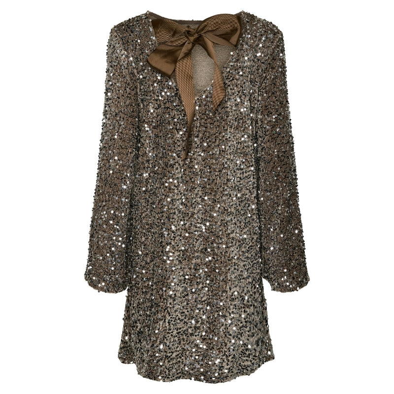 PIECES PIECES dam klänning PCKAM Dress Morel Silver sequins