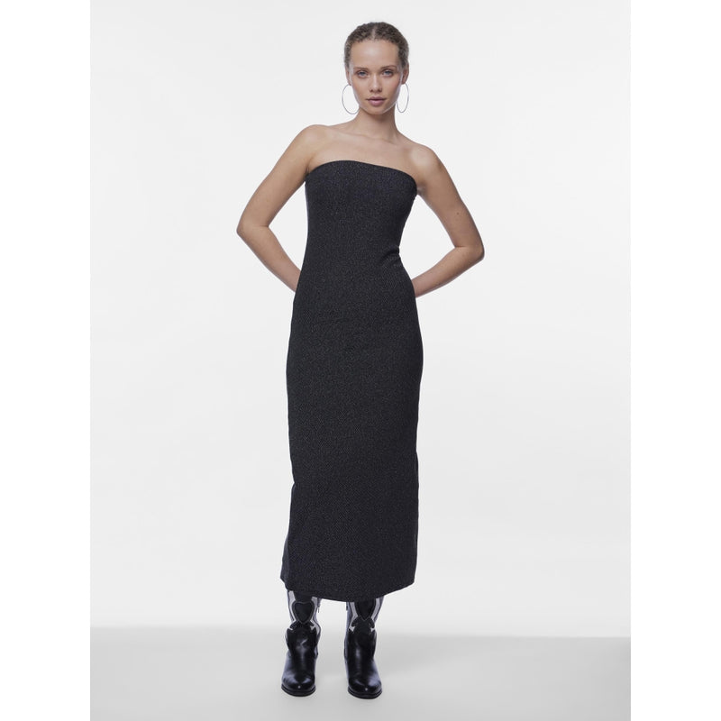 PIECES PIECES dam klänning PCNUVI Dress Black Silver lurex