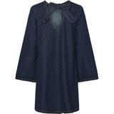 PIECES PIECES dam klänning PCOFELIA Dress Medium Blue Denim Black satin bow