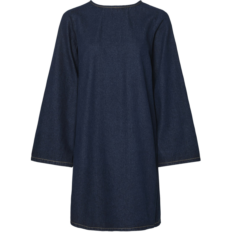 PIECES PIECES dam klänning PCOFELIA Dress Medium Blue Denim Black satin bow