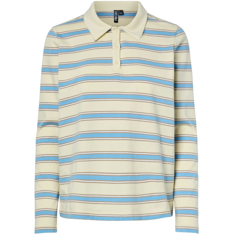 PIECES PIECES dam polo PCFRANKIE Polo Cloud Cream BLUE-SILVER MINK-WHITE