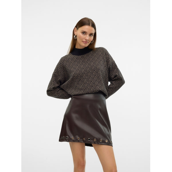 Vero Moda PIECES dam pullover VMARIA Pullover Black W. SILVER MINK GRAFIC PRINT