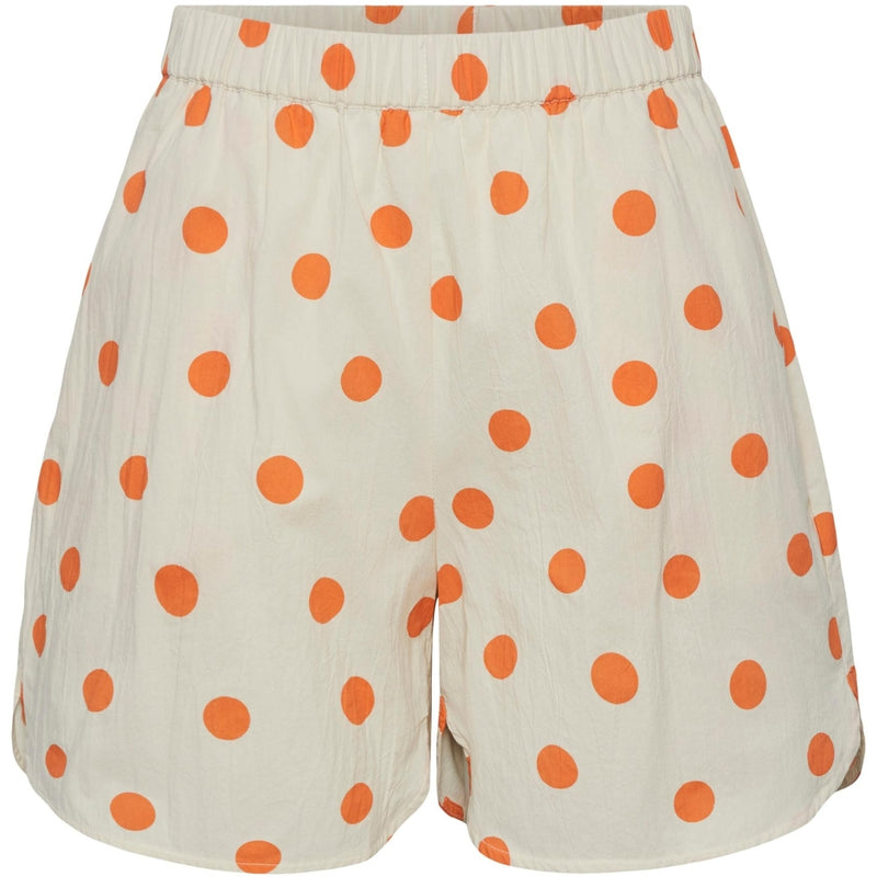 PIECES PIECES dam shorts PCADDI Shorts Cloud Cream FLAME ORANGE DOTS