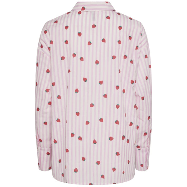 PIECES PIECES dam skjorta PCBERRY Shirt Party Pink STRIPES AND STRAWBERRIES