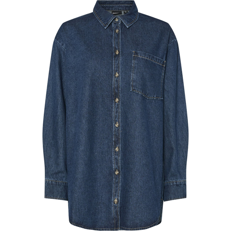 PIECES PIECES dam skjorta PCMAISIE Shirt Dark Blue Denim