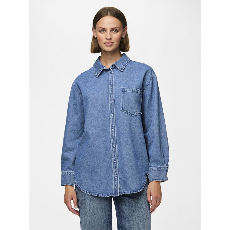 PIECES PIECES dam skjorta PCMAISIE Shirt Medium blue denim