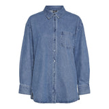 PIECES PIECES dam skjorta PCMAISIE Shirt Medium blue denim