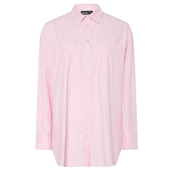 PIECES PIECES dam skjorta PCMELIA Shirt Pink-A-Boo Stripes Tawny Port