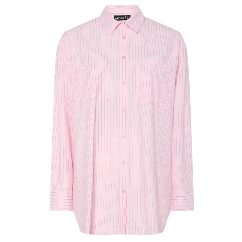 PIECES PIECES dam skjorta PCMELIA Shirt Pink-A-Boo Stripes Tawny Port