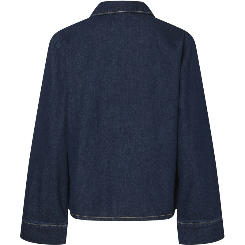 PIECES PIECES dam skjorta PCOFELIA Shirt Medium Blue Denim Black satin bow