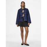 PIECES PIECES dam skjorta PCOFELIA Shirt Medium Blue Denim Black satin bow
