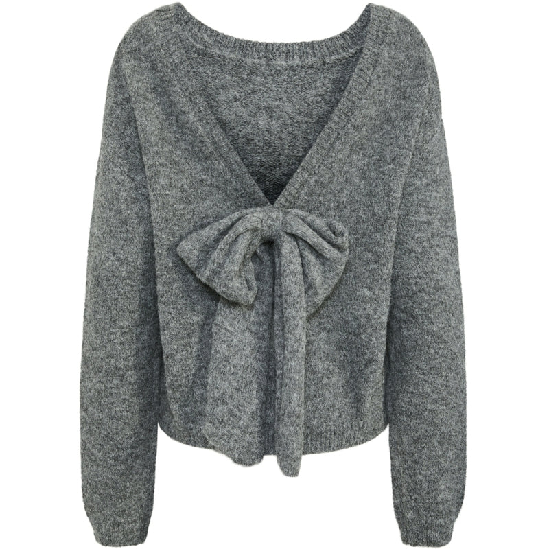 PIECES PIECES dam stickad PCALLISON Restudsalg Medium Grey Melange Bow