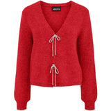 PIECES PIECES dam stickad PCANNA Knit High Risk Red Silver Glitter Bow