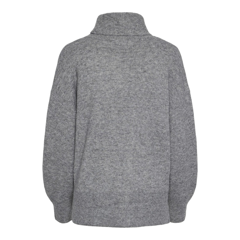 PIECES PIECES dam stickad PCMALOU Restudsalg Medium Grey Melange MELANGE