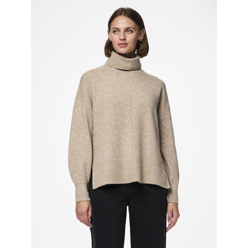 PIECES PIECES dam stickad PCMALOU Restudsalg Taupe Gray MELANGE