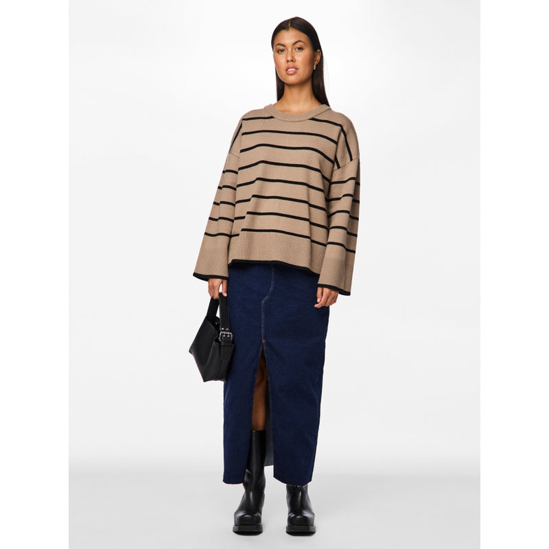 PIECES PIECES dam stickad PCMATHILDE Knit Taupe Gray BLACK