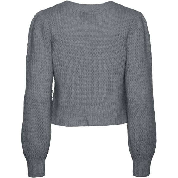 PIECES PIECES dam stickad PCROW Restudsalg Medium Grey Melange Black woven bows