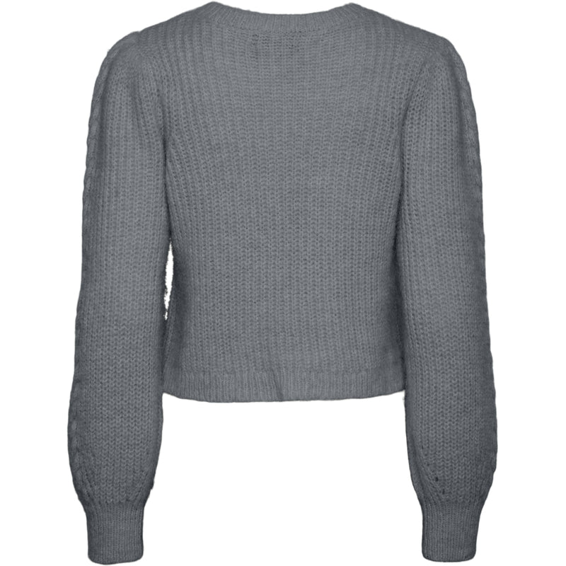 PIECES PIECES dam stickad PCROW Restudsalg Medium Grey Melange Black woven bows