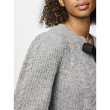 PIECES PIECES dam stickad PCROW Restudsalg Medium Grey Melange Black woven bows