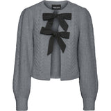 PIECES PIECES dam stickad PCROW Restudsalg Medium Grey Melange Black woven bows