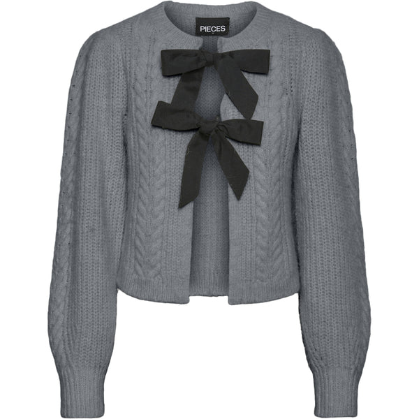 PIECES PIECES dam stickad PCROW Restudsalg Medium Grey Melange Black woven bows
