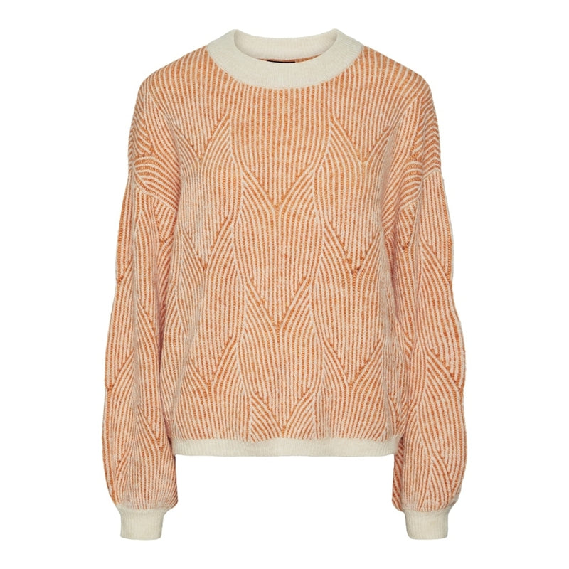 PIECES PIECES dam stickad tröja PCJENNA Knit Whitecap Gray BURNT ORANGE