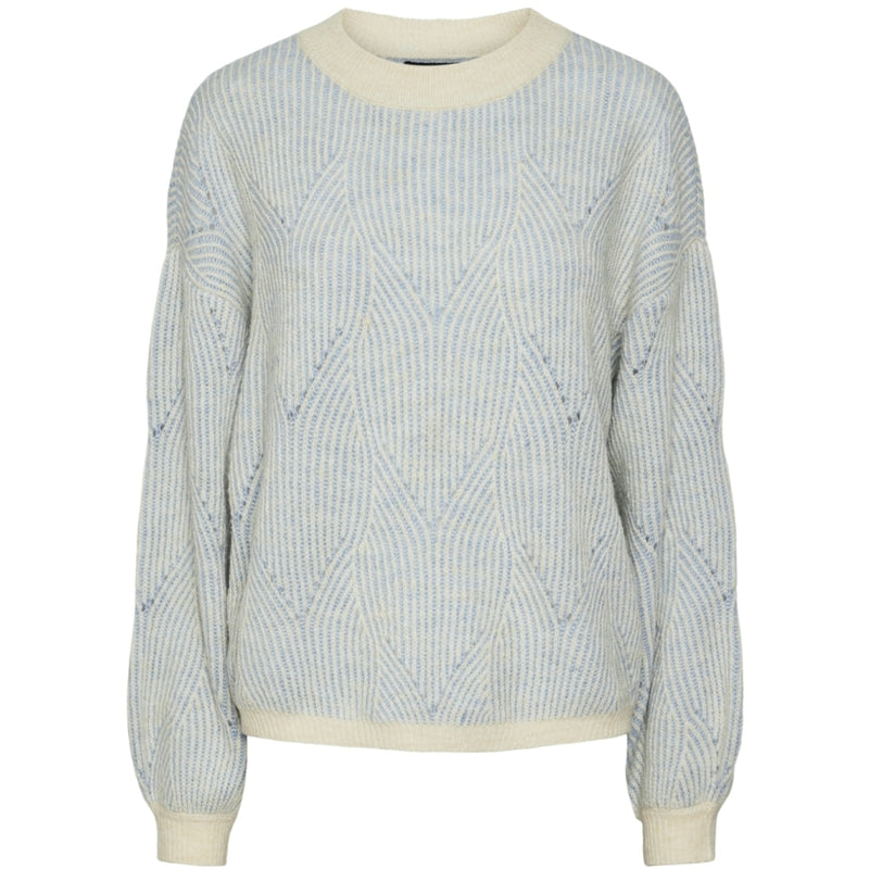 PIECES PIECES dam stickad tröja PCJENNA Restudsalg Whitecap Gray FADED DENIM