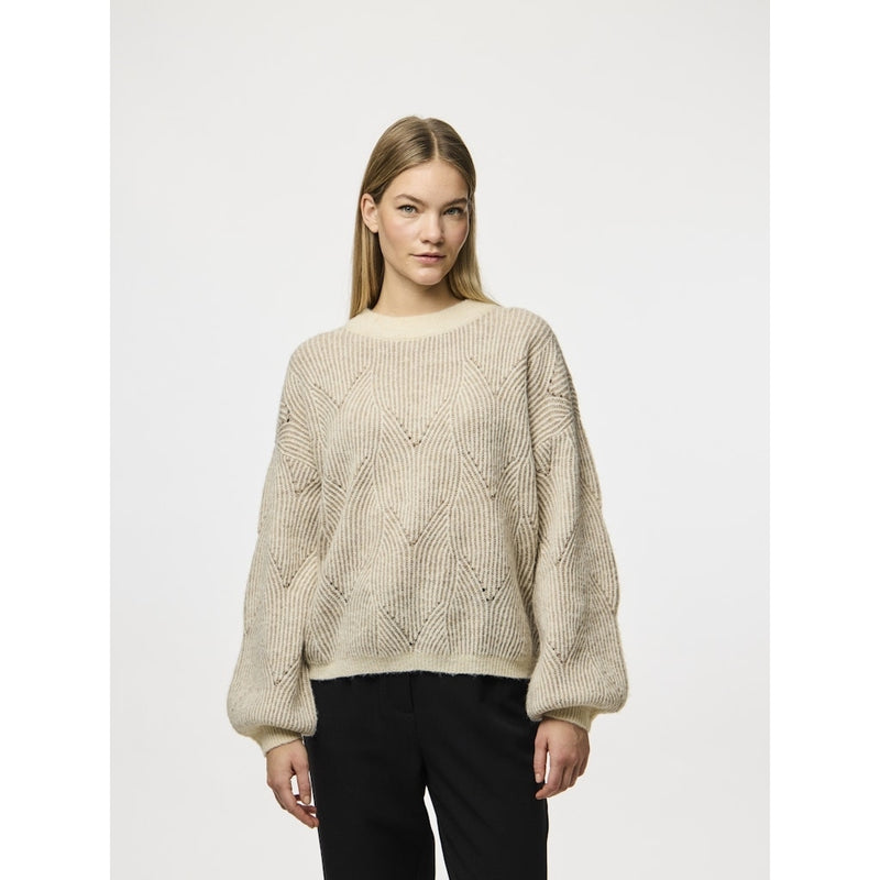 PIECES PIECES dam stickad tröja PCJENNA Restudsalg Whitecap Gray