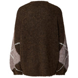 PIECES PIECES dam stickad tröja PCRASMINE Knit Hot Fudge Greige and Birch