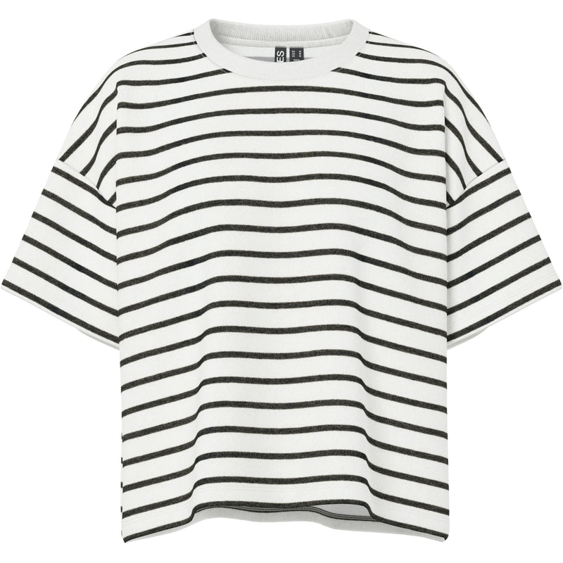 PIECES PIECES dam t-shirt PCCHILLI T-shirt Cloud Dancer Stripes BLACK