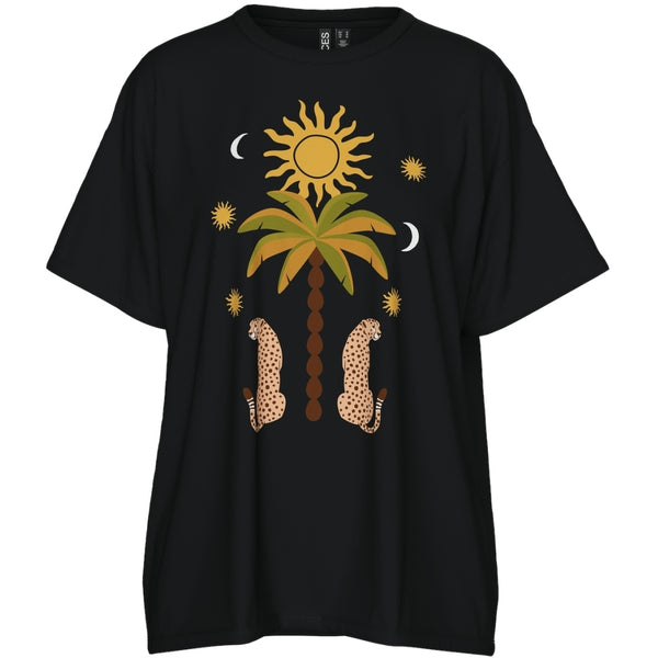 PIECES PIECES dam t-shirt PCHANNAH T-shirt Black Palm/cheetah