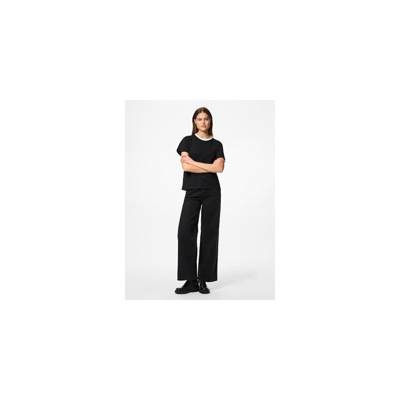 PIECES PIECES dam t-shirt PCRIA T-shirt Black contrast white