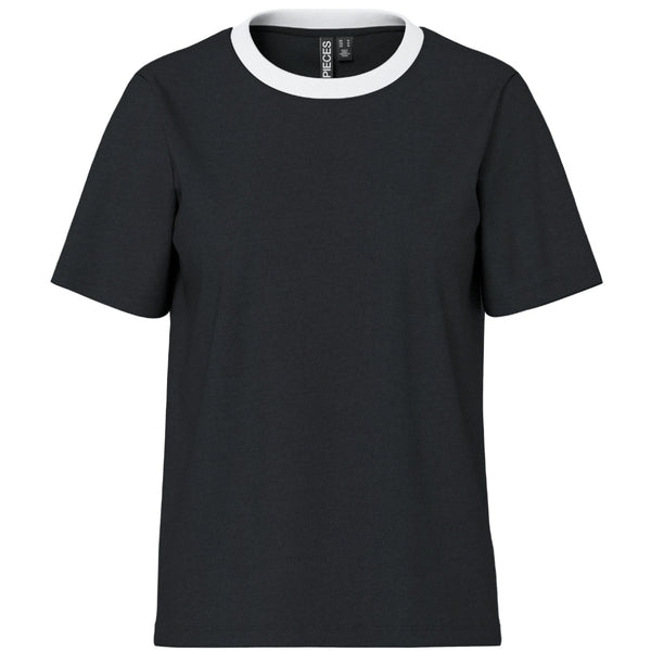 PIECES PIECES dam t-shirt PCRIA T-shirt Black contrast white