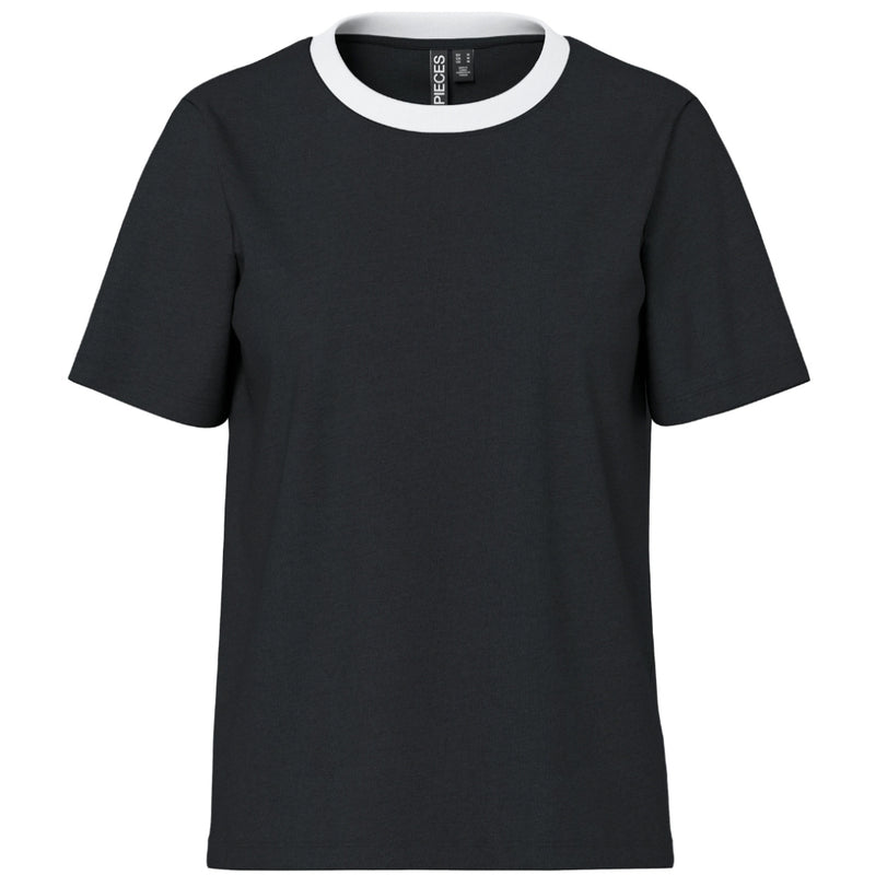 PIECES PIECES dam t-shirt PCRIA T-shirt Black contrast white