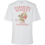 PIECES PIECES dam t-shirt PCSUMMER Restudsalg Bright White Print FARMERS MARKET