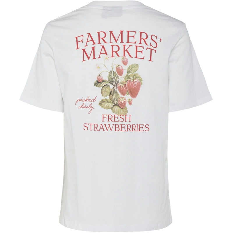 PIECES PIECES dam t-shirt PCSUMMER Restudsalg Bright White Print FARMERS MARKET