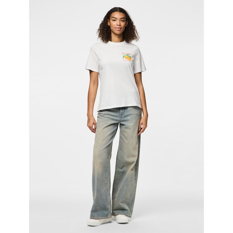 PIECES PIECES dam t-shirt PCSUMMER T-shirt Bright White Print PARADISE ORANGES