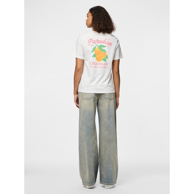 PIECES PIECES dam t-shirt PCSUMMER T-shirt Bright White Print PARADISE ORANGES