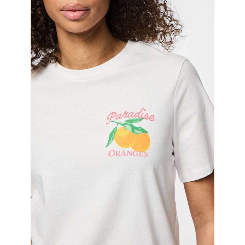 PIECES PIECES dam t-shirt PCSUMMER T-shirt Bright White Print PARADISE ORANGES