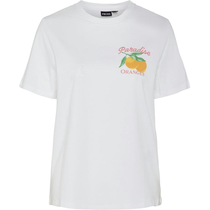 PIECES PIECES dam t-shirt PCSUMMER T-shirt Bright White Print PARADISE ORANGES