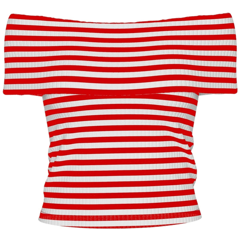 PIECES PIECES dam top PCLAYA Top High Risk Red White stripes