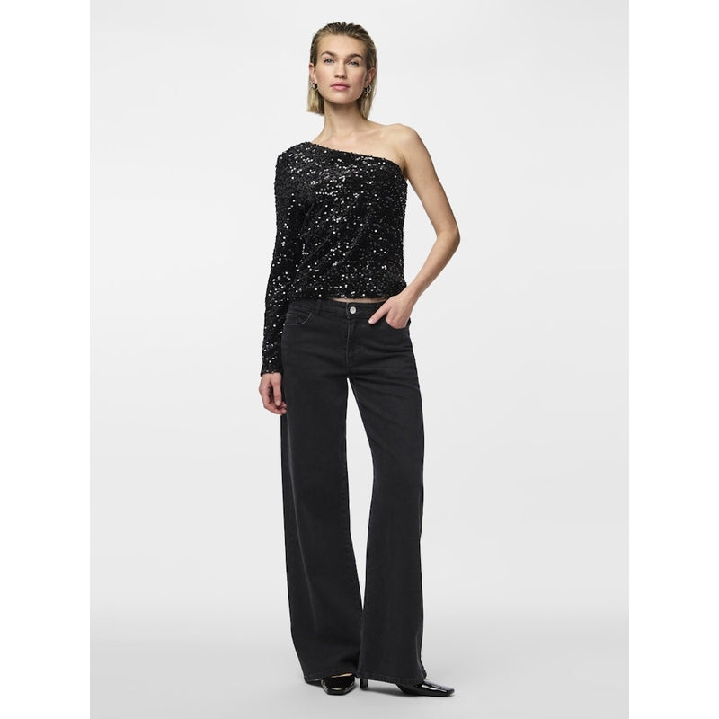 PIECES PIECES dam topp PCKAM Top Black Black sequins