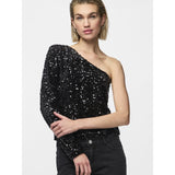 PIECES PIECES dam topp PCKAM Top Black Black sequins